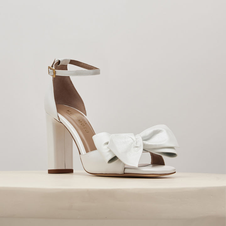 Tatiana Sandal White Obi Bow Wedding Shoes Meggan Morimoto