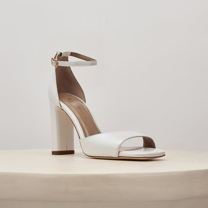 Tatiana Sandal White Obi Bow Side Front View Meggan Morimoto