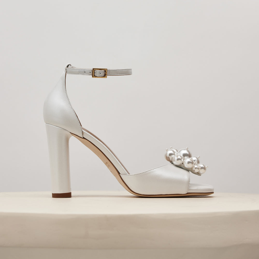 Tatiana Sandal Pearl Cluster Side View Meggan Morimoto