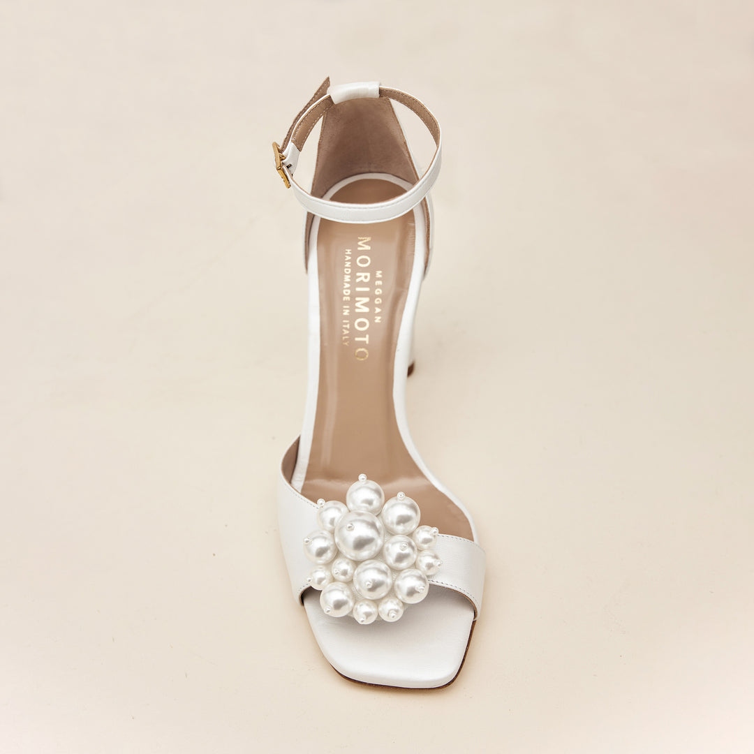 Tatiana Sandal Pearl Cluster Front View Meggan Morimoto