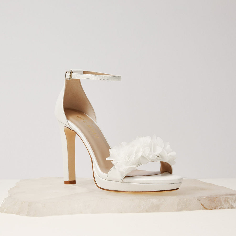 Victoria blossom embellished wedding sandals white Meggan Morimoto