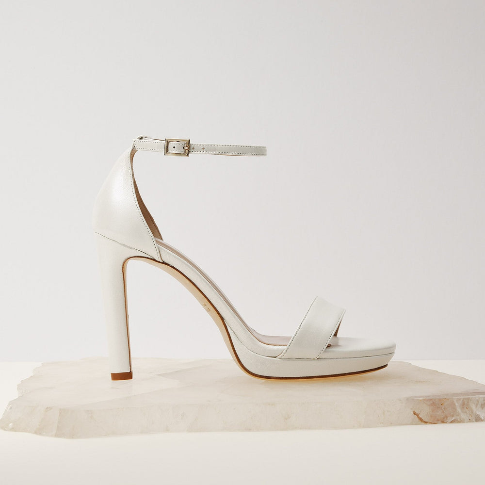 Victoria sandal wedding shoe white side Meggan Morimoto