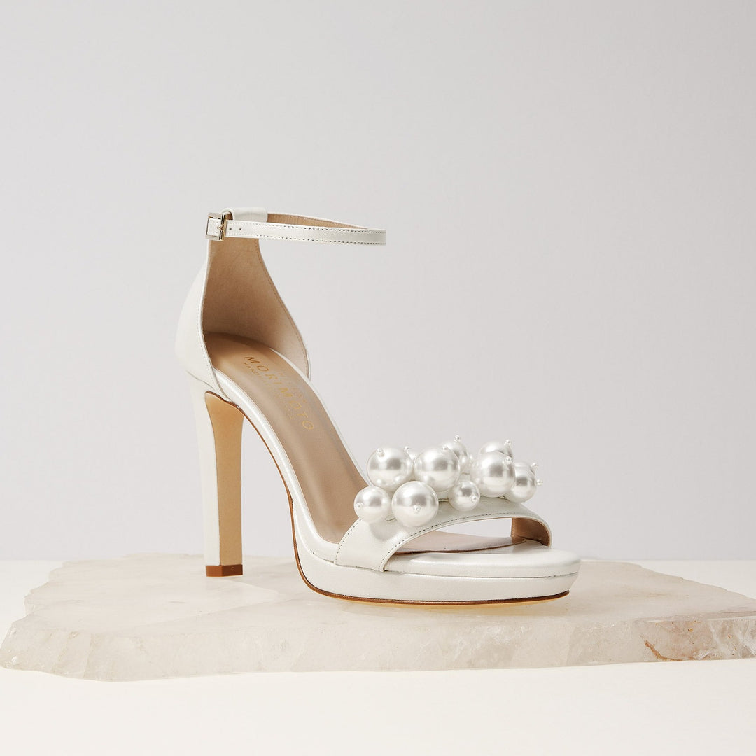 Victoria wedding shoes with pearl drops white Meggan Morimoto